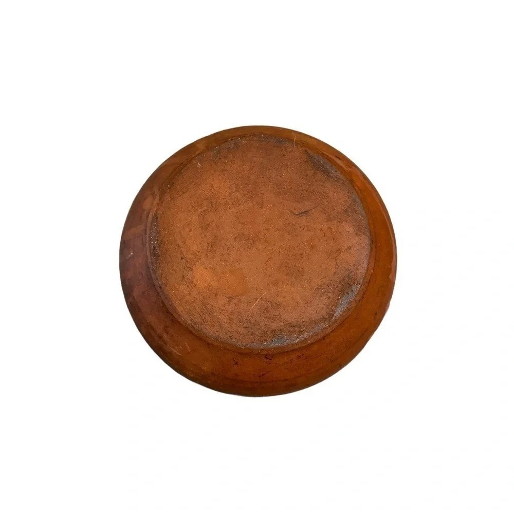 Terracotta Clay Bowl with Handles for Cook Mexican Partially Glazed Signed